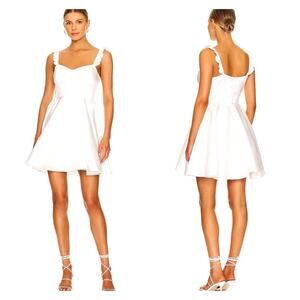 NWT Selkie The Sunny Satin Sheen Ruffle Strap Mini Dress M White